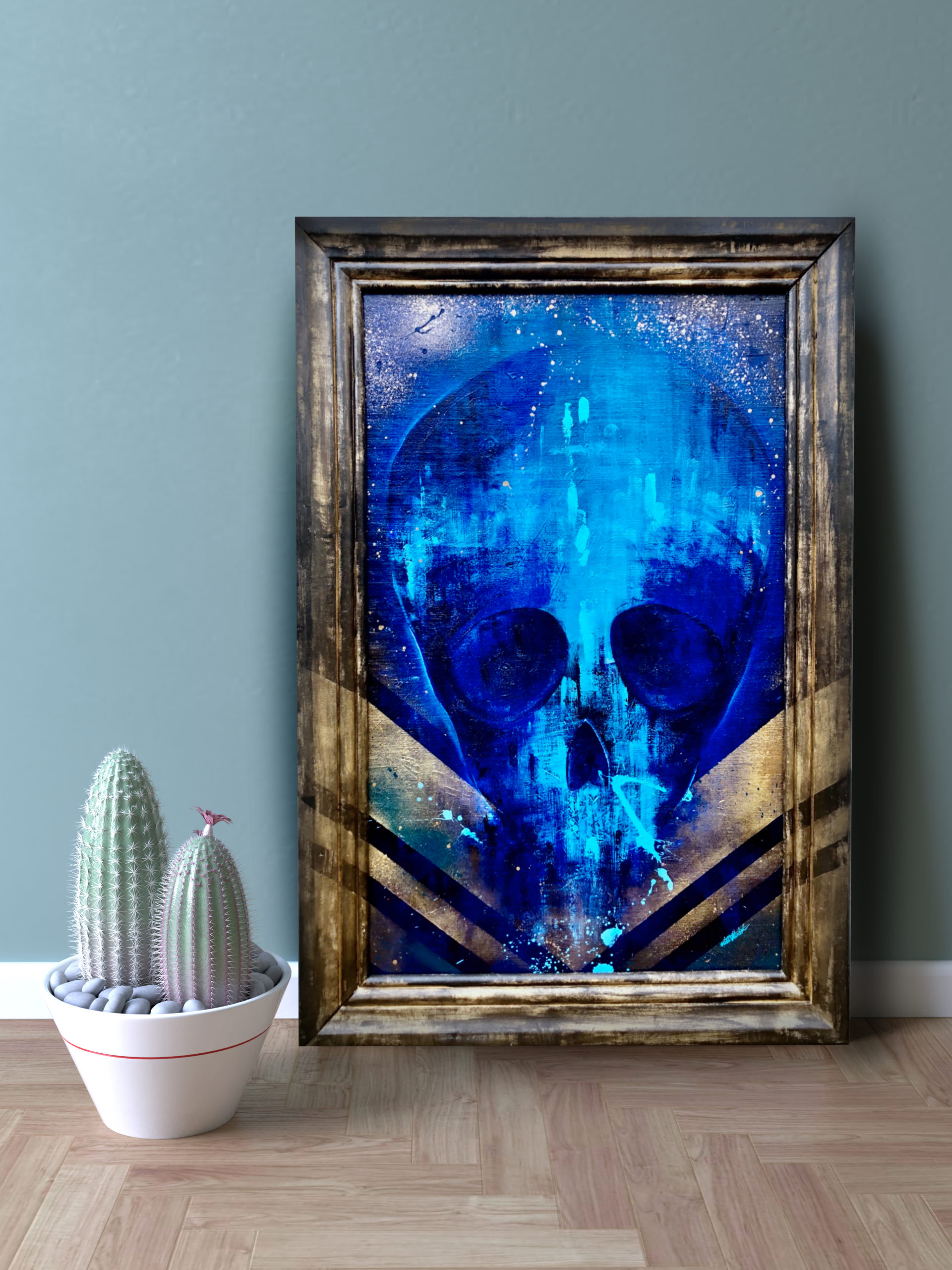 Peinture sur Toile Neon Blue Skull