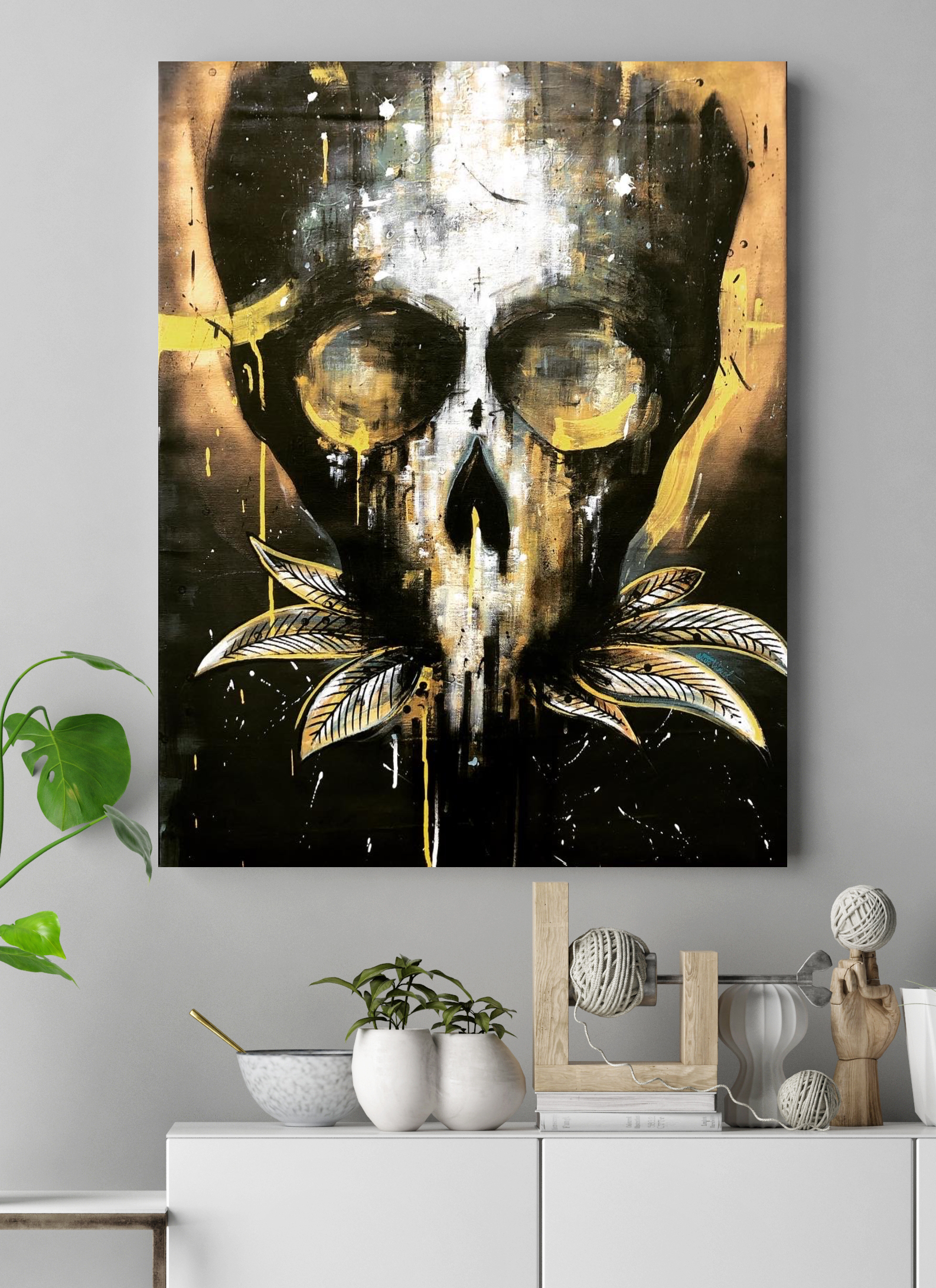 Peinture sur Toile Tropical Skull
